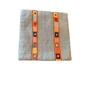 Vintage Handwoven Pillow Cover With Geometric Pattern & Folded Closure 18x18 Inc